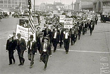 Strikers marching on the Embarcadero, 1934